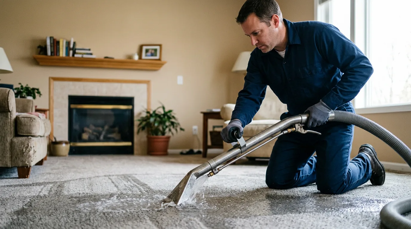 Water damage restoration technician working near Covington, TN